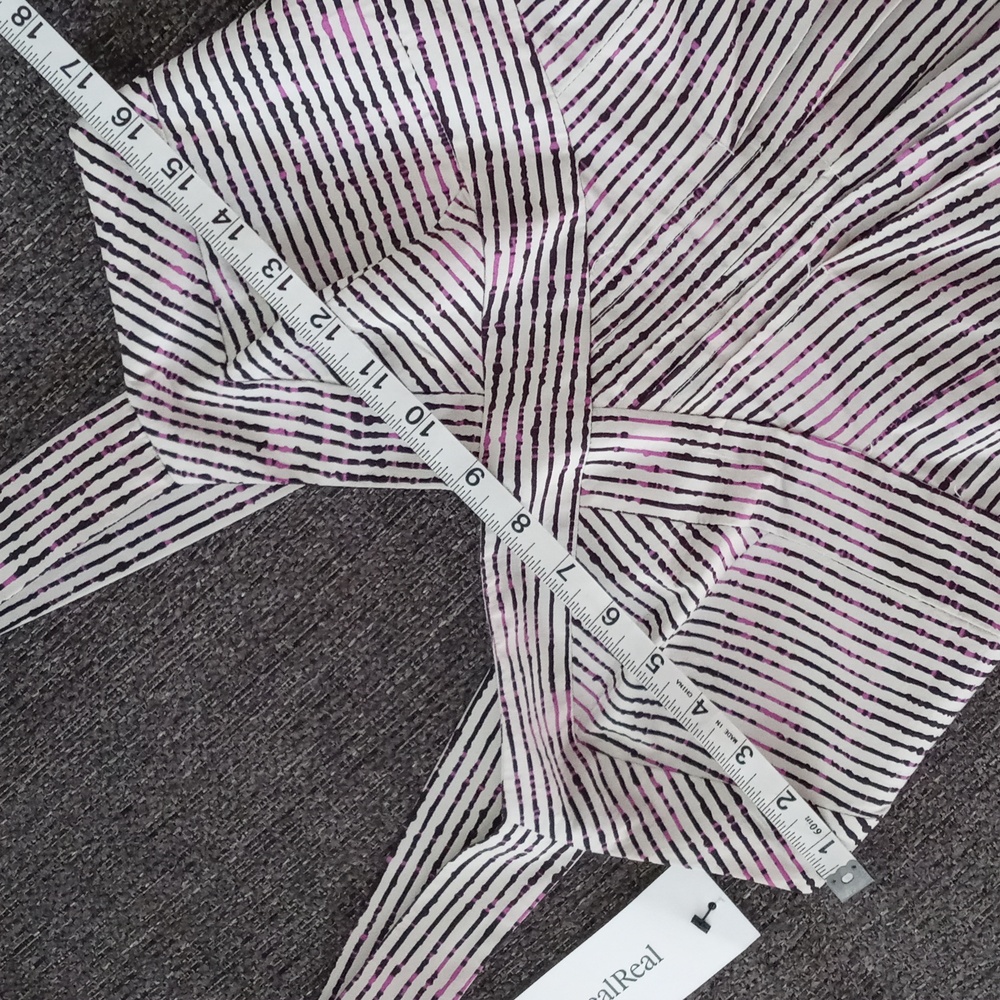 💘Carolina Herrera💘 - Black/White/Pink Stripe Pleated Cotton Midi Dress - Picture 13 of 15